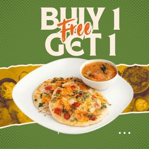 Buy Mix Veg.Uthappam & Get 1 Medu vada Free